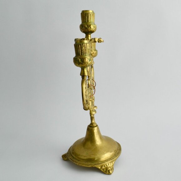 Vintage Brass Figural Candelabra 3-Arm Pre-Columbian Style Tribal Design Candle - Picture 13 of 14